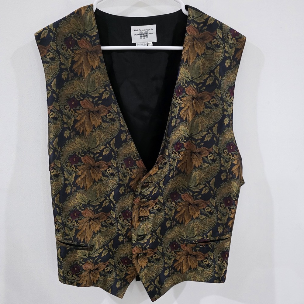 Museum Of Fine Arts Boston Silk Mens Waistcoat Vest Size Medium Paisley Regency